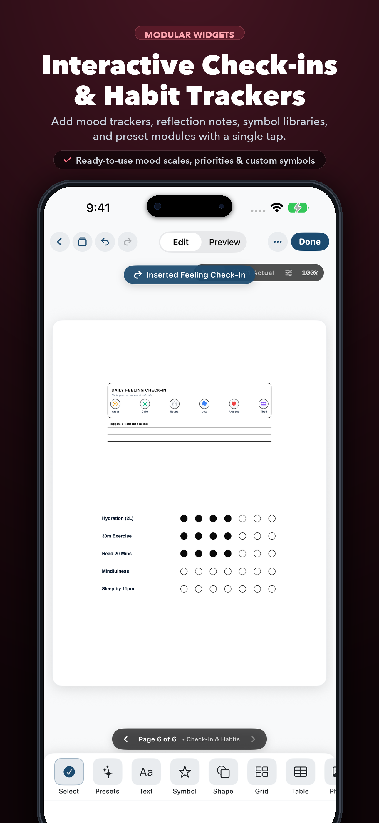 iPhone Habit Trackers and modular widget builder